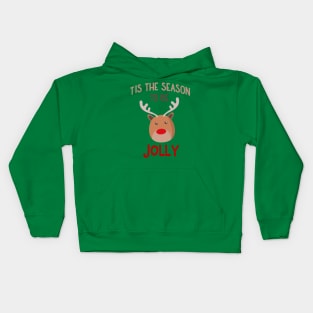 Tis The Season To Be Jolly Cute Christmas Reindeer Kids Hoodie